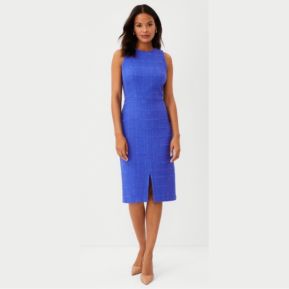 Ann Taylor NWT Dazzling Blue Textured Tweed Look Midi - Size 8